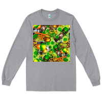 Heather Grey St. Patrick's Donkey With Shamrock Seamless Long Sleeve Tee - FaDigitalArtStudio