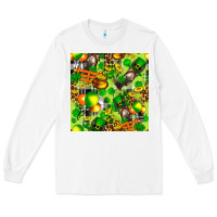 White St. Patrick's Donkey With Shamrock Seamless Long Sleeve Tee - FaDigitalArtStudio