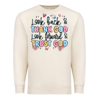 Sandshell look back and thank god look forward and trust god Premium Sweatshirt - MaliasSmallBusiness