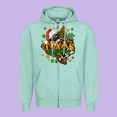 Texas Christmas Zipper Hoodie Designed By Adodesignshop