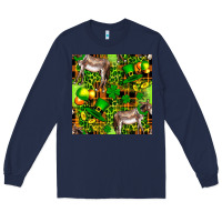 Navy St. Patrick's Donkey With Leprechaun Hat Seamless Long Sleeve Tee - FaDigitalArtStudio