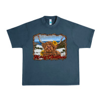 Merry Christmas Highland Cow With Farm Urban Heavy Tee | Teevron