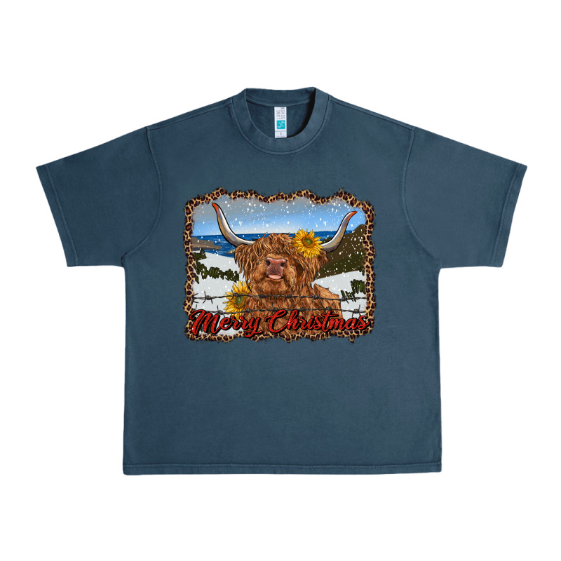 Merry Christmas Highland Cow With Farm Urban Heavy Tee by RanaPortraitStore | Teevron