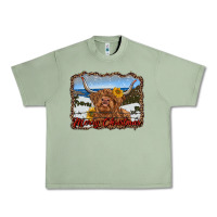Oil Green merry christmas highland cow with farm Urban Heavy Tee - RanaPortraitStore