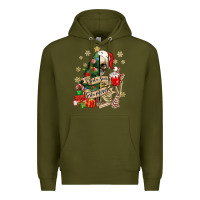 Army Green sorta scary sorta merry skeleton christmas tree Premium Hoodie - MaliasSmallBusiness