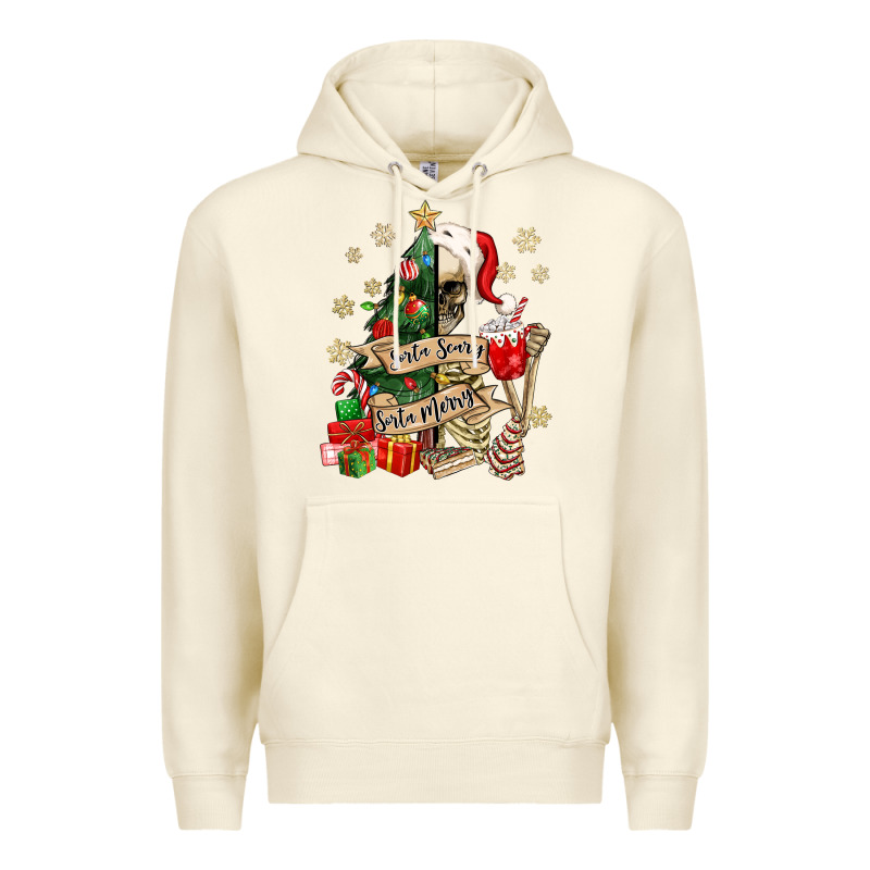 Sorta Scary Sorta Merry Skeleton Christmas Tree Premium Hoodie by MaliasSmallBusiness | Teevron