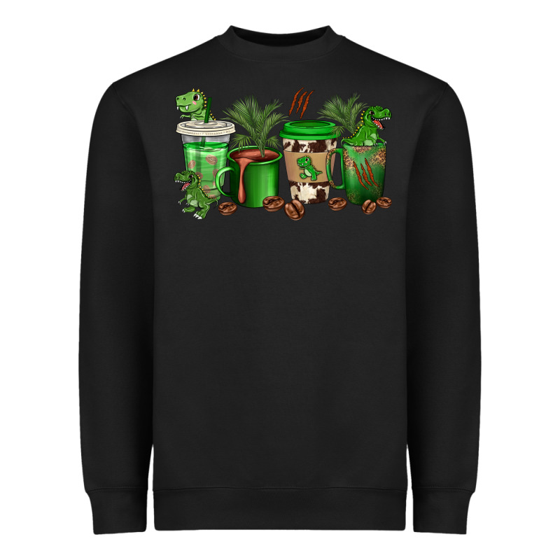 T  Rex Coffee Cups Heavyweight Sweatshirt by texasbilliewilder | Teevron