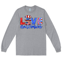 Heather Grey love america gnome Long Sleeve Tee - HRA Design Shop