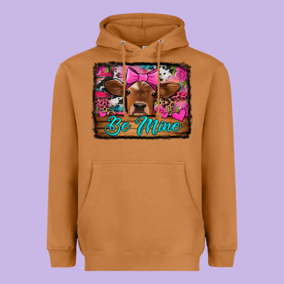 Be Mine Valentine's Day Cow Heavyweight Hoodie Designed By Jasminsmagicworld