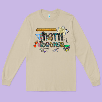 Math Teacher Long Sleeve Tee Designed By Cowhidedigitalart