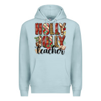 Blue Mist holly jolly teacher Premium Hoodie - MaliasSmallBusiness