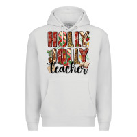Dove Grey holly jolly teacher Premium Hoodie - MaliasSmallBusiness