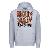 Heather Grey holly jolly teacher Premium Hoodie - MaliasSmallBusiness