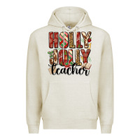Oatmeal Heather holly jolly teacher Premium Hoodie - MaliasSmallBusiness