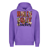 Purple holly jolly teacher Premium Hoodie - MaliasSmallBusiness