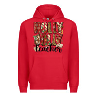 Red holly jolly teacher Premium Hoodie - MaliasSmallBusiness
