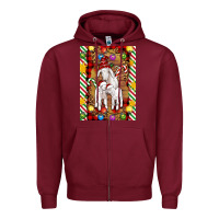 Burgundy Christmas goat family Zipper Hoodie - Artiststas