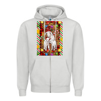Dove Grey Christmas goat family Zipper Hoodie - Artiststas