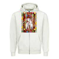 Oatmeal Heather Christmas goat family Zipper Hoodie - Artiststas