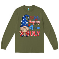 Army Green happy 4th of july gnome Long Sleeve Tee - HRA Design Shop