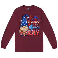 Burgundy happy 4th of july gnome Long Sleeve Tee - HRA Design Shop