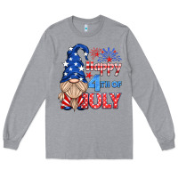 Heather Grey happy 4th of july gnome Long Sleeve Tee - HRA Design Shop