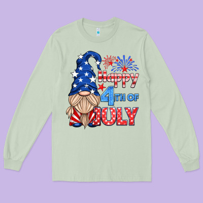 Happy 4th Of July Gnome Long Sleeve Tee Designed By Hra Design Shop