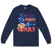 Navy happy 4th of july gnome Long Sleeve Tee - HRA Design Shop