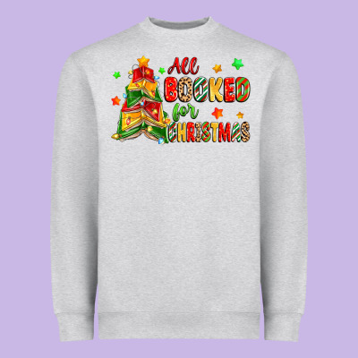 All Booked For Christmas Heavyweight Sweatshirt Designed By Zillion Design Studio
