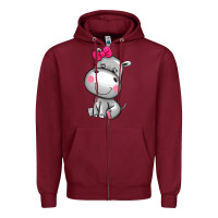 Burgundy cute hippopotamus Zipper Hoodie - AdoDesignShop