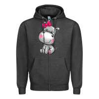 Charcoal Heather cute hippopotamus Zipper Hoodie - AdoDesignShop