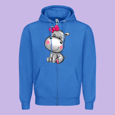 Cute Hippopotamus Zipper Hoodie Designed By Adodesignshop