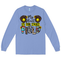 Colony Blue my heart is on that field Long Sleeve Tee - CowhideDigitalArt