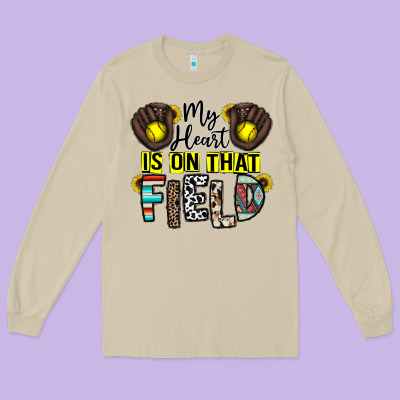 My Heart Is On That Field Long Sleeve Tee Designed By Cowhidedigitalart