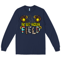 Navy my heart is on that field Long Sleeve Tee - CowhideDigitalArt