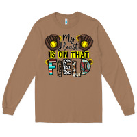 Toasted Coconut my heart is on that field Long Sleeve Tee - CowhideDigitalArt