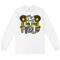 White my heart is on that field Long Sleeve Tee - CowhideDigitalArt