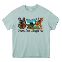 Arona Peace Love Bengal Cat Heavy Core Tee - LillyAllenDesigns