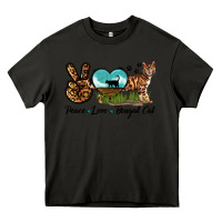 Asphalt Peace Love Bengal Cat Heavy Core Tee - LillyAllenDesigns