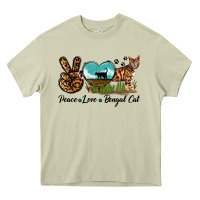 Mossy Peace Love Bengal Cat Heavy Core Tee - LillyAllenDesigns