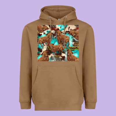 Astec Cowhide Highlands Cow Heavyweight Hoodie Designed By Barkaloodesign