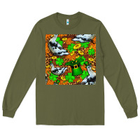 Army Green St patricks  duck with leprechaun hat  seamless Long Sleeve Tee - FaDigitalArtStudio