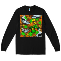 Black St patricks  duck with leprechaun hat  seamless Long Sleeve Tee - FaDigitalArtStudio