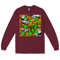 Burgundy St patricks  duck with leprechaun hat  seamless Long Sleeve Tee - FaDigitalArtStudio