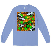 Colony Blue St patricks  duck with leprechaun hat  seamless Long Sleeve Tee - FaDigitalArtStudio