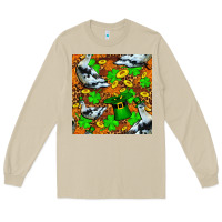 Mushroom St patricks  duck with leprechaun hat  seamless Long Sleeve Tee - FaDigitalArtStudio