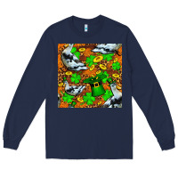 Navy St patricks  duck with leprechaun hat  seamless Long Sleeve Tee - FaDigitalArtStudio