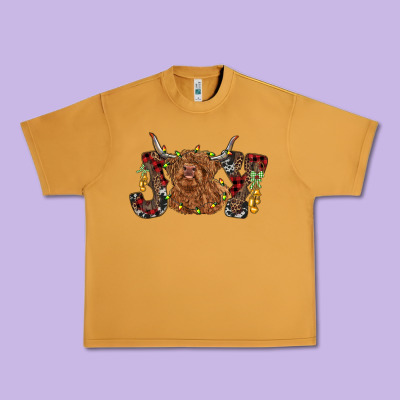 Joy Highland Cow Urban Heavy Tee Designed By Ranaportraitstore
