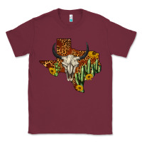 Burgundy bull skull texas map western Classic Tee - BarkalooDesign