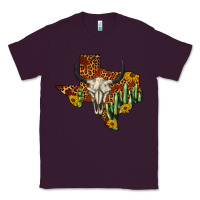 Plum bull skull texas map western Classic Tee - BarkalooDesign